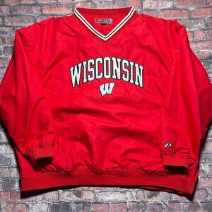 Vintage Wisconsin Badgers Jacket Men's Size 2XL Pro Player Pullover Red Football